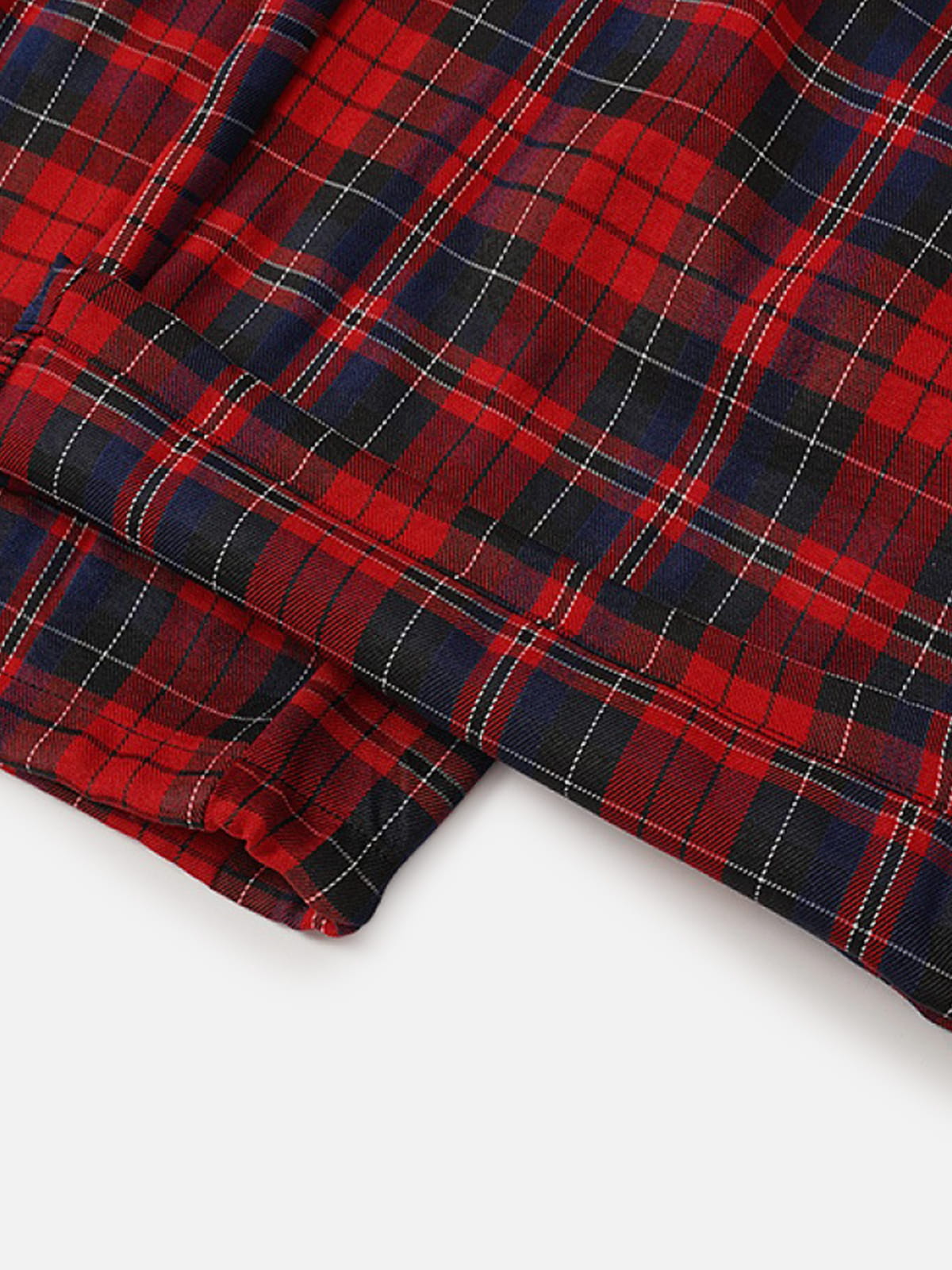Double Waist Plaid Baggy Sweatpants Red - Aelfric Eden