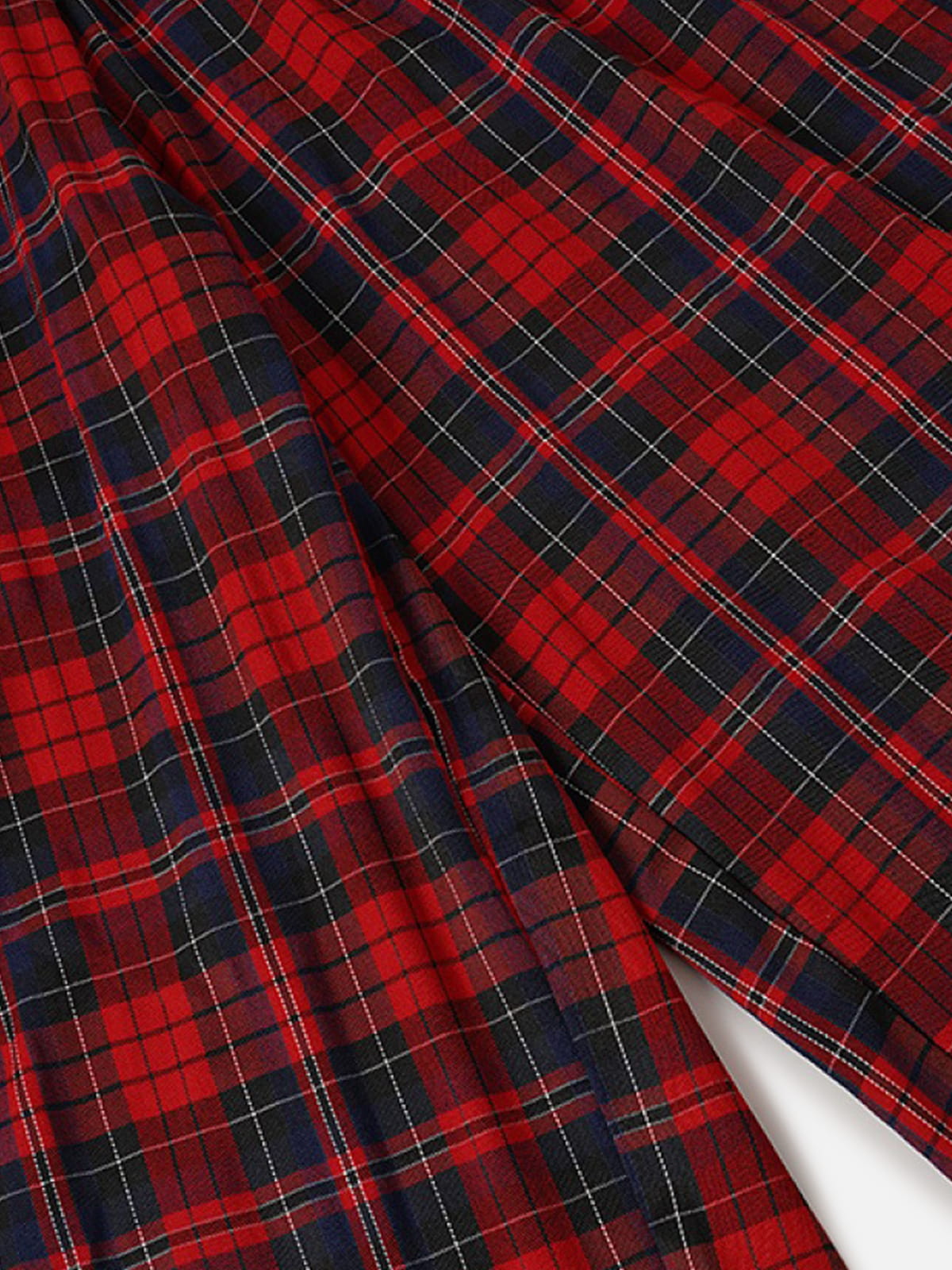 Double Waist Plaid Baggy Sweatpants Red - Aelfric Eden