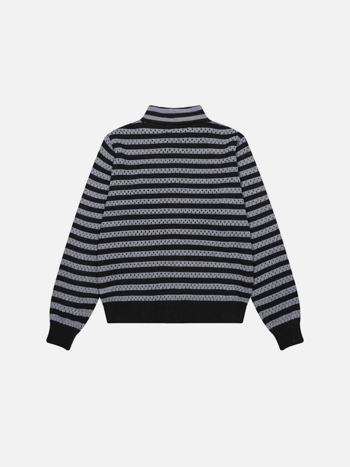 Striped Pointelle Knit Cardigan Grey - Aelfric Eden