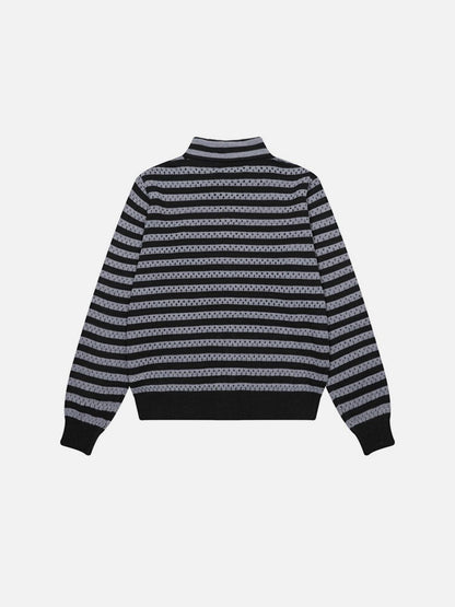 Striped Pointelle Knit Cardigan Grey - Aelfric Eden