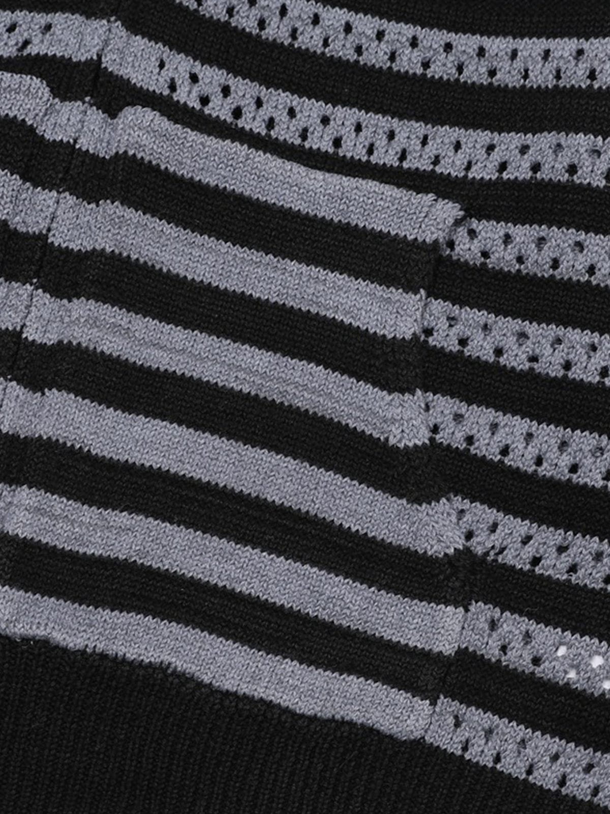 Striped Pointelle Knit Cardigan Grey - Aelfric Eden