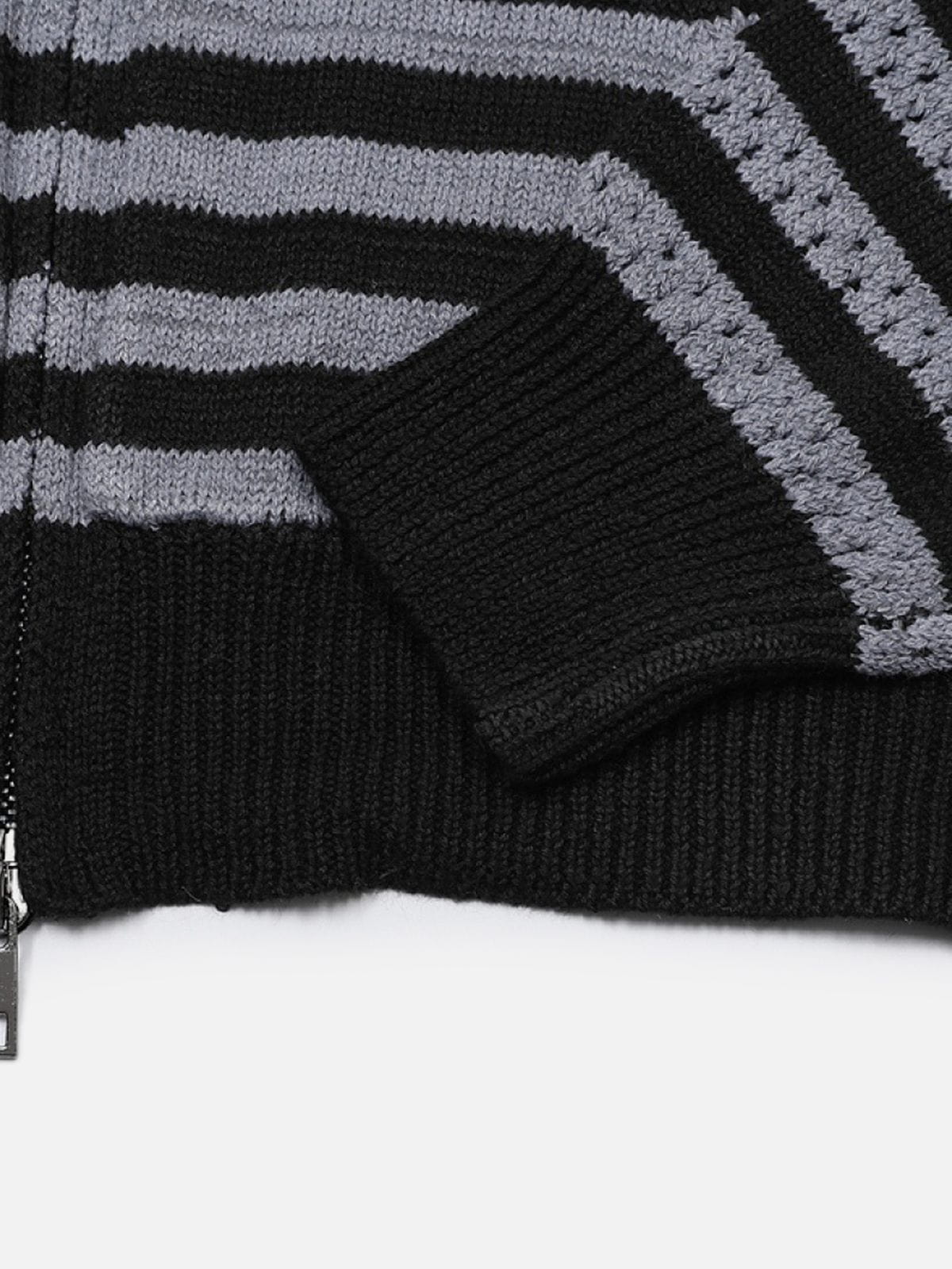 Striped Pointelle Knit Cardigan Grey - Aelfric Eden