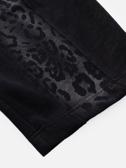 Leopard Panel Baggy Sweatpants Black - Aelfric Eden