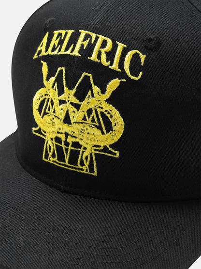 Embroidered Structured Snapback Cap Black - Aelfric Eden