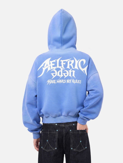 Boxy Washed Zip Up Hoodie Blue - Aelfric Eden