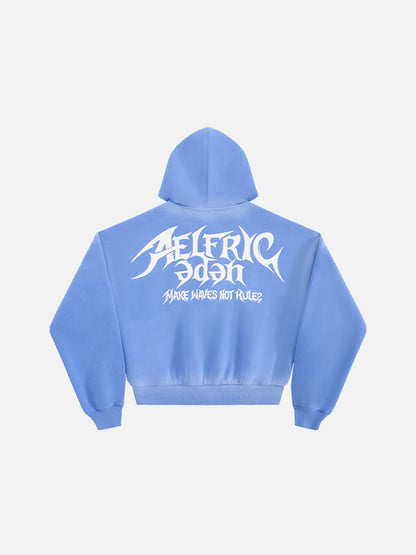 Boxy Washed Zip Up Hoodie Blue - Aelfric Eden