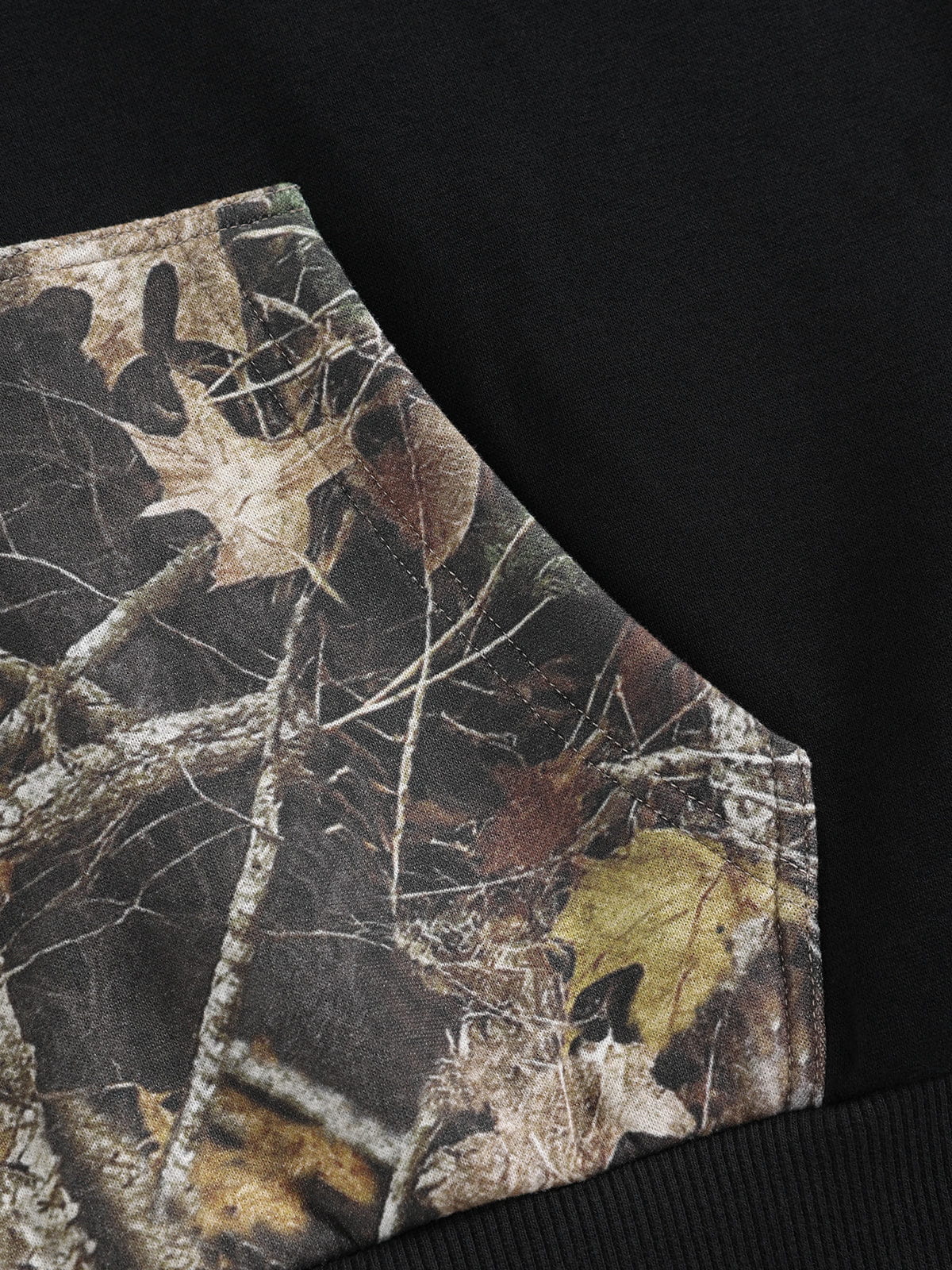 Boxy CAMO Panel Pullover Hoodie Black - Aelfric Eden