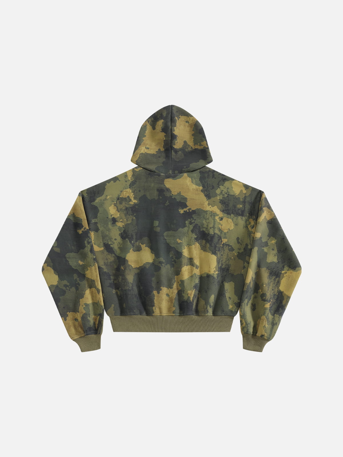 Boxy CAMO Embroidered Zip Up Hoodie Green - Aelfric Eden