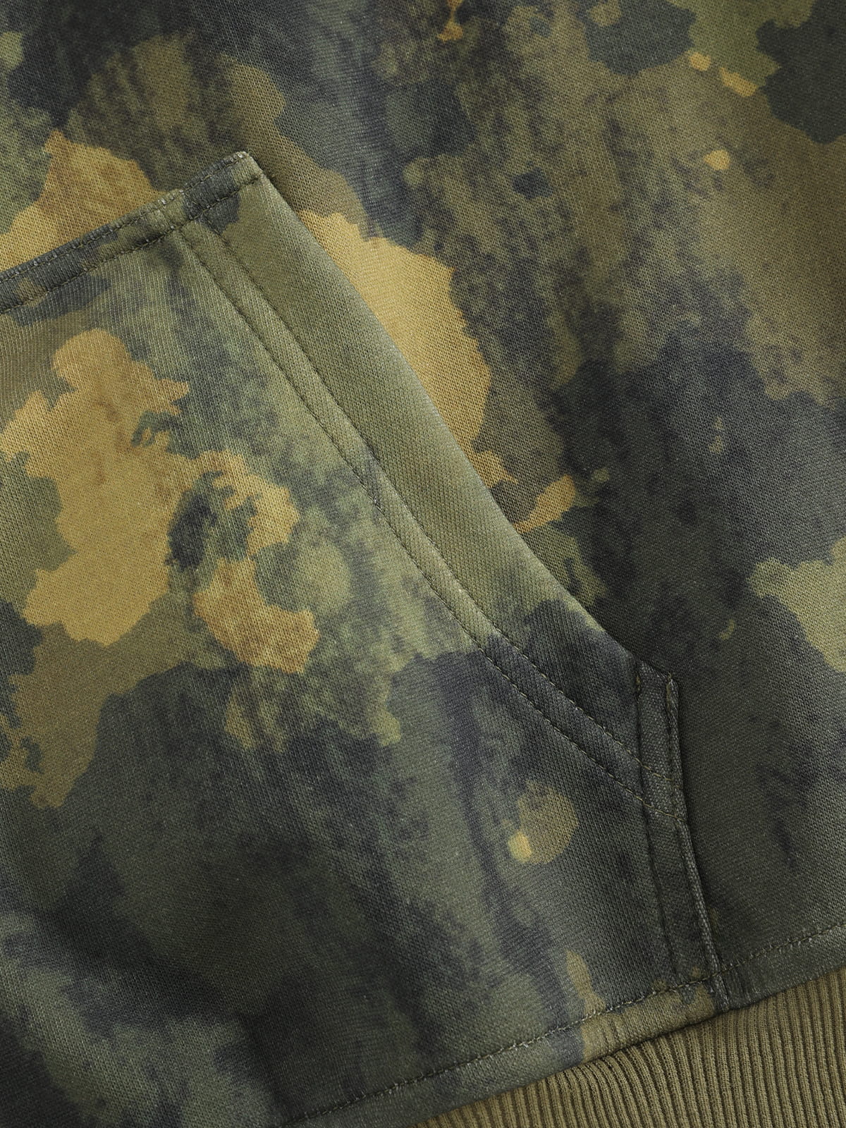 Boxy CAMO Embroidered Zip Up Hoodie Green - Aelfric Eden