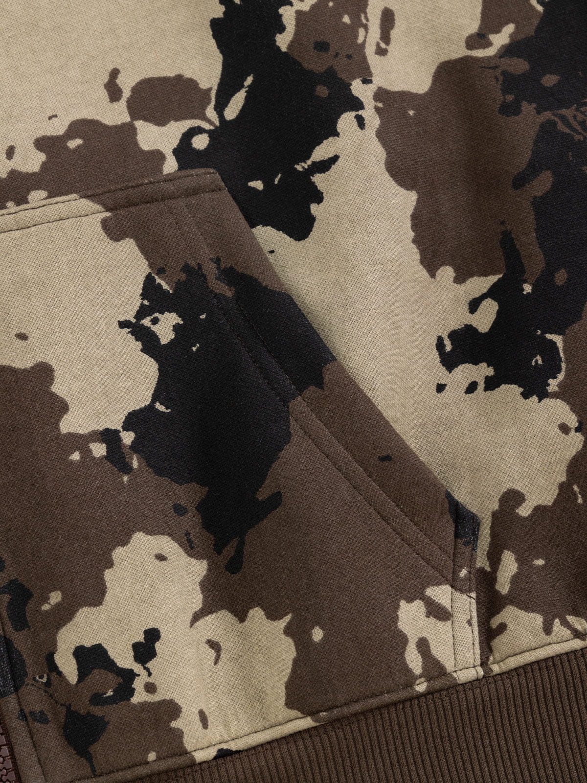 Boxy CAMO Zip Up Hoodie Brown - Aelfric Eden