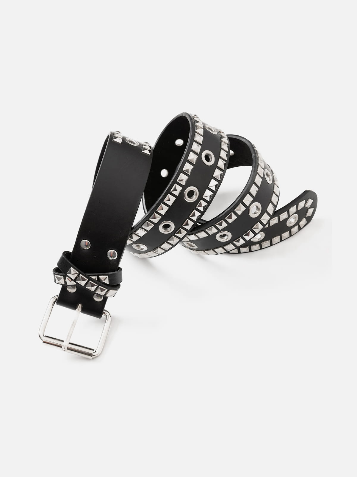 Studded Double Row Grommet Belt Black - Aelfric Eden